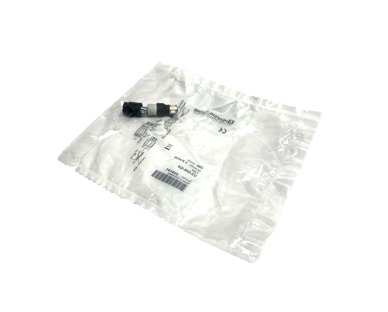 Pepper+Fuchs V3-GM-Q4 Female Connector, Field Attachable M8 3-Pin 258191 - Maverick Industrial Sales
