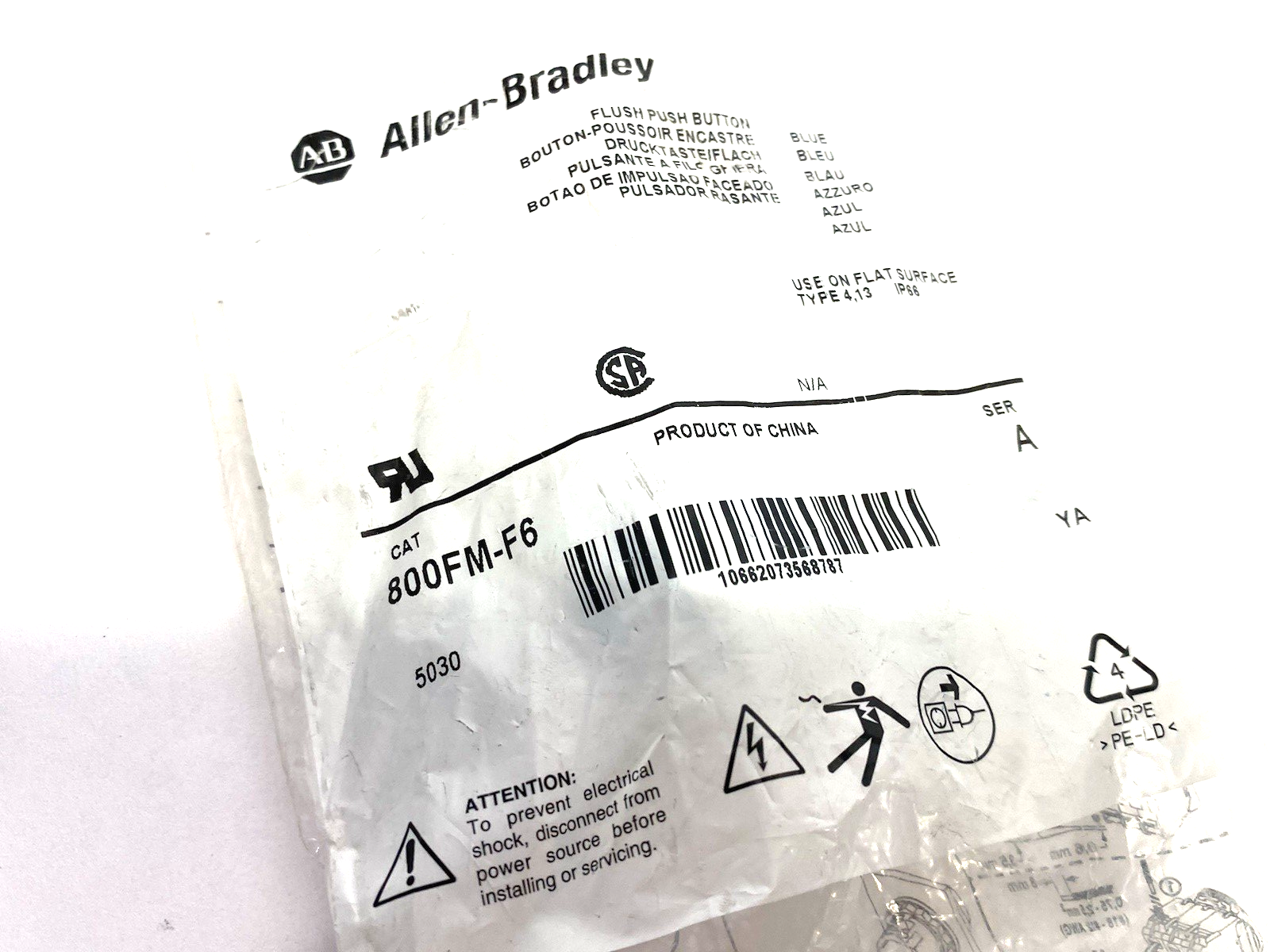 800FM-F6 | Allen Bradley Ser. A Illuminated Pushbutton Blue, Flush, Metal Bezel - New - Maverick Industrial Sales