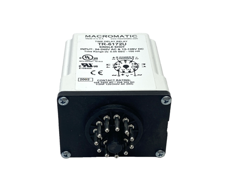 Macromatic TR-6172U Single Shot Time Delay Relay 10A DPDT 50Ms – 100Hrs 11-Pin - Maverick Industrial Sales