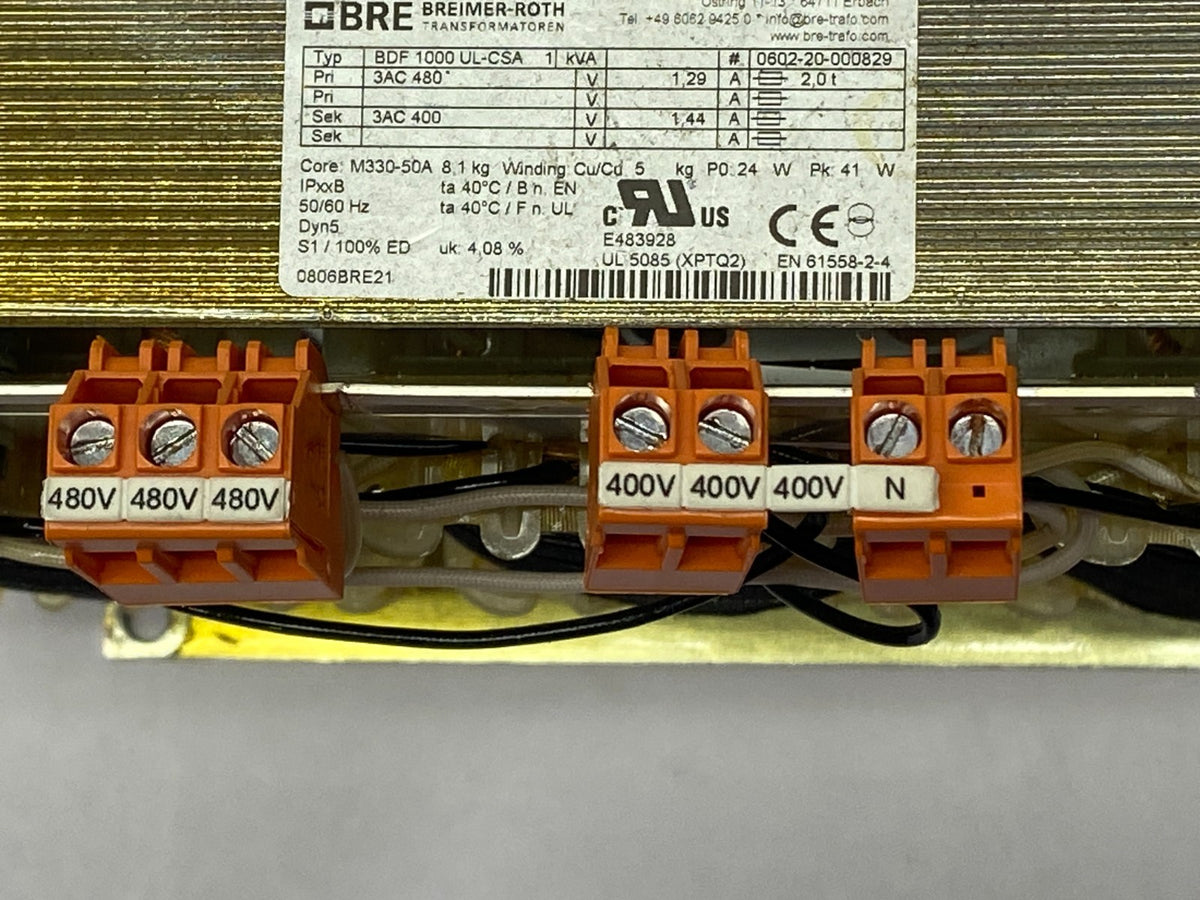 0602-20-000829 | Breimer-Roth Transformer 3-Phase 1kVA BDF 1000 UL-CSA - Used - Maverick Industrial Sales