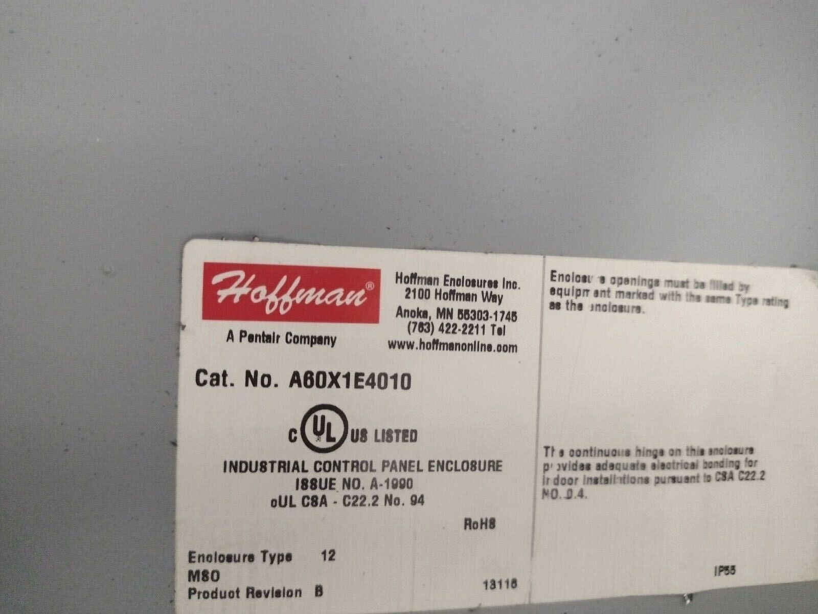 Hoffman A60X1E4010 Low-Profile Type 12 Disconnect Enclosure Black, No panel - Maverick Industrial Sales