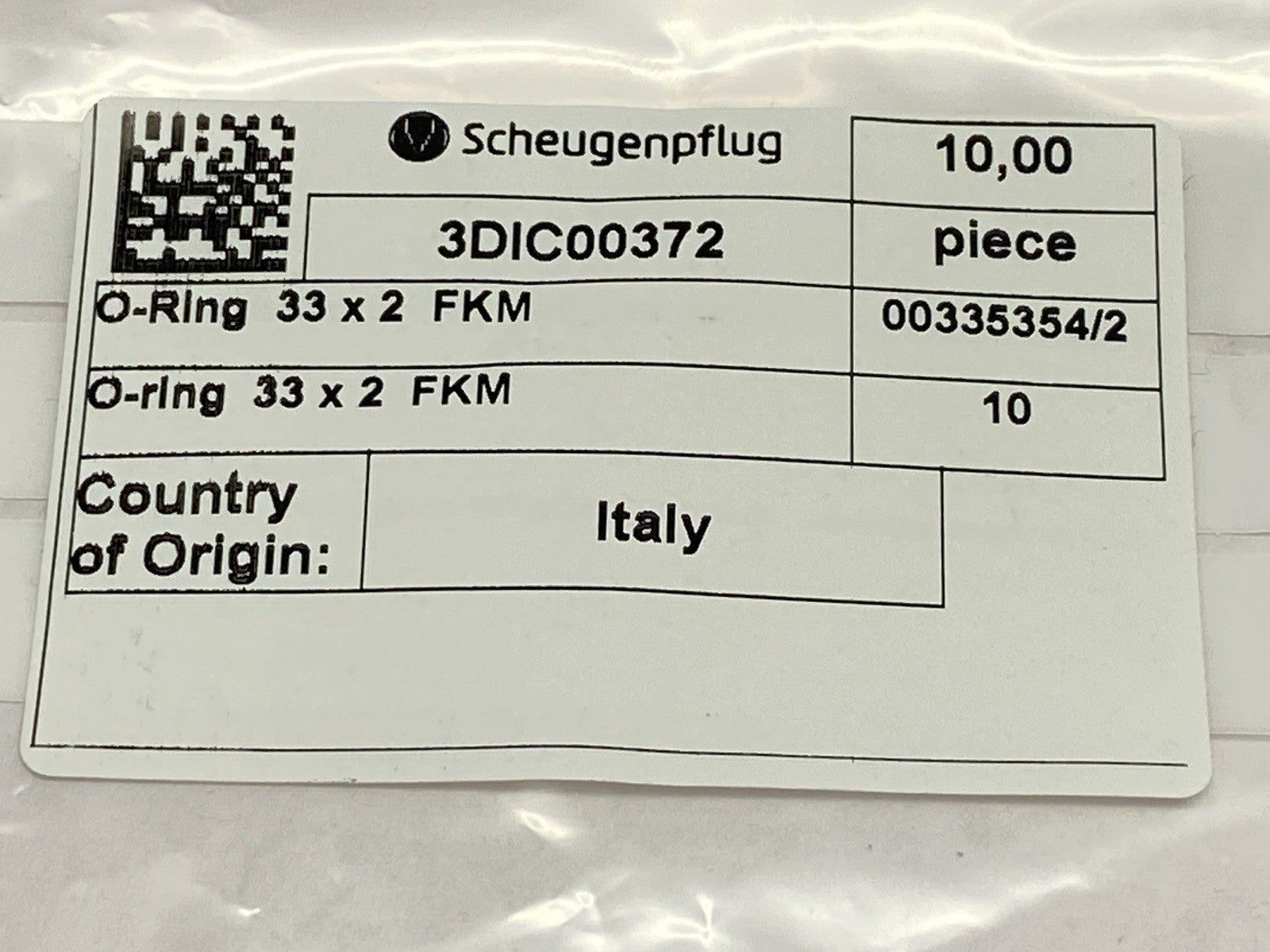 Scheugenpflug 3DIC00372 O-Ring 33 x 2 FKM LOT OF 10 - Maverick Industrial Sales