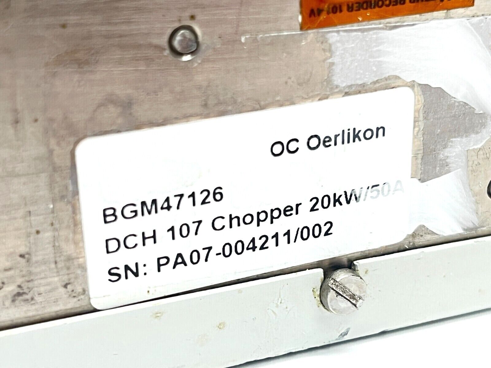 OC Oerlikon BGM47126 Unaxis DCH 107 DC-Chopper 20kW/50A - Maverick Industrial Sales