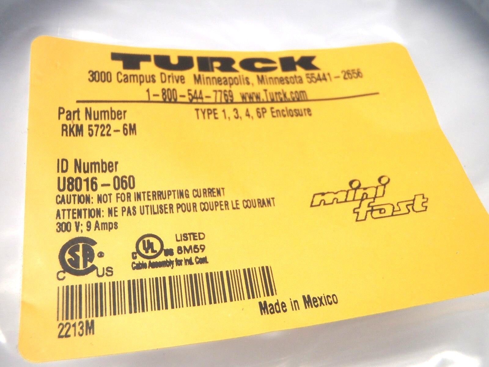 Turck RKM 5722-6M Mini Fast Cordset U8016-060 - Maverick Industrial Sales
