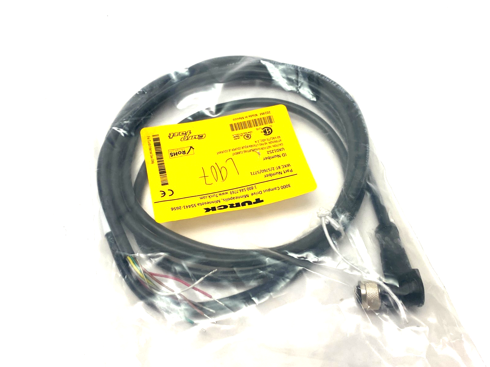 Turck WKC 8T-2/S760/S771 Eurofast Single Ended Cordset Angle M12 8-Pin UX01252 - Maverick Industrial Sales
