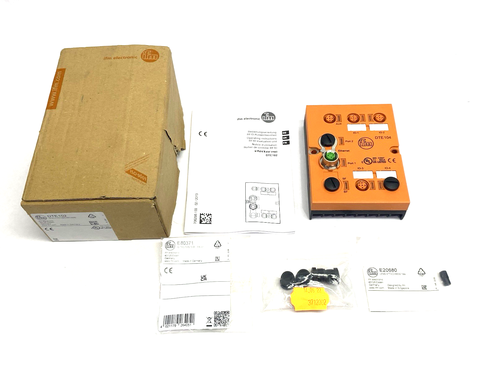 DTE102 | ifm Ethernet/RFID Evaluation Unit LF/HF, 4-Channels, DTELF/HFABRWEIUS00 - New – Open box - Maverick Industrial Sales