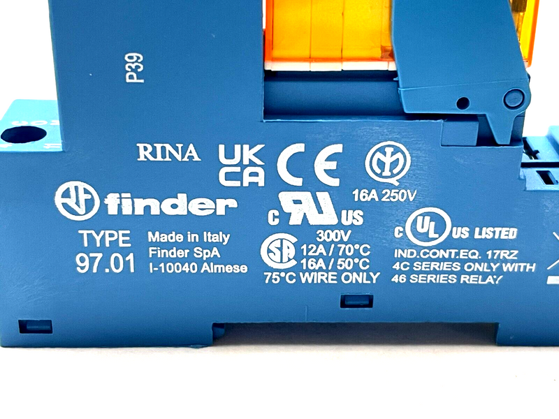 Finder 97.01 Relay Base w/ 46.61.8.120.0054 Relay 120VAC 16A - Maverick Industrial Sales