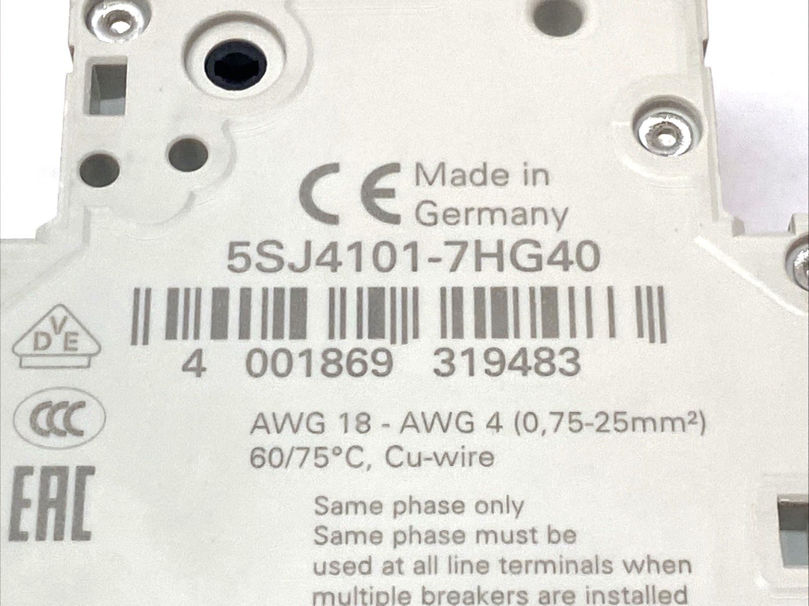 Siemens 5SJ4101-8HG40 Circuit Breaker 1-Pole 1A w/ 5ST3010 Circuit Switch - Maverick Industrial Sales