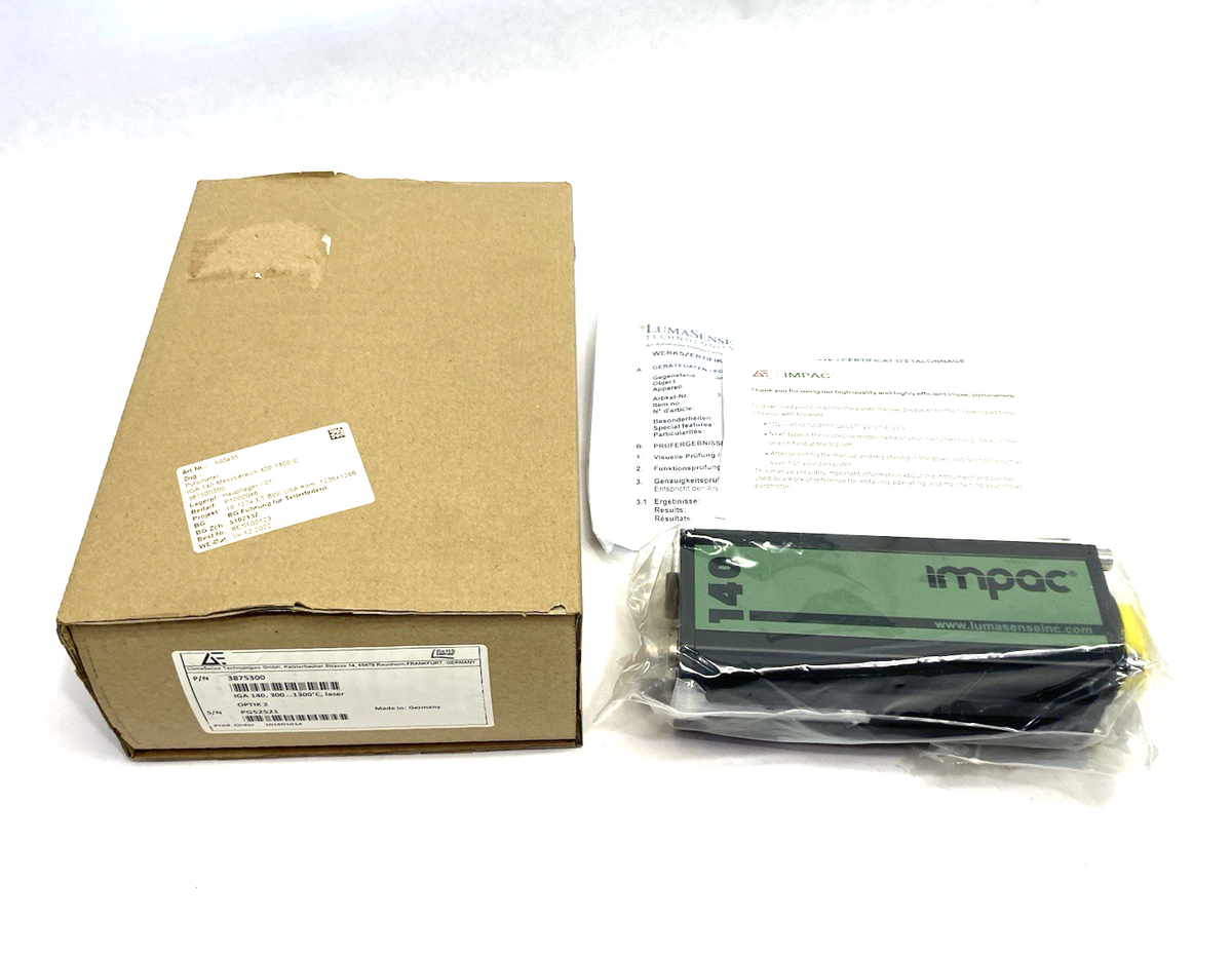 LumaSense 3875300 IMPAC IGA 140 Digital Pyrometer 300 to 1300°C Non-Contact - Maverick Industrial Sales