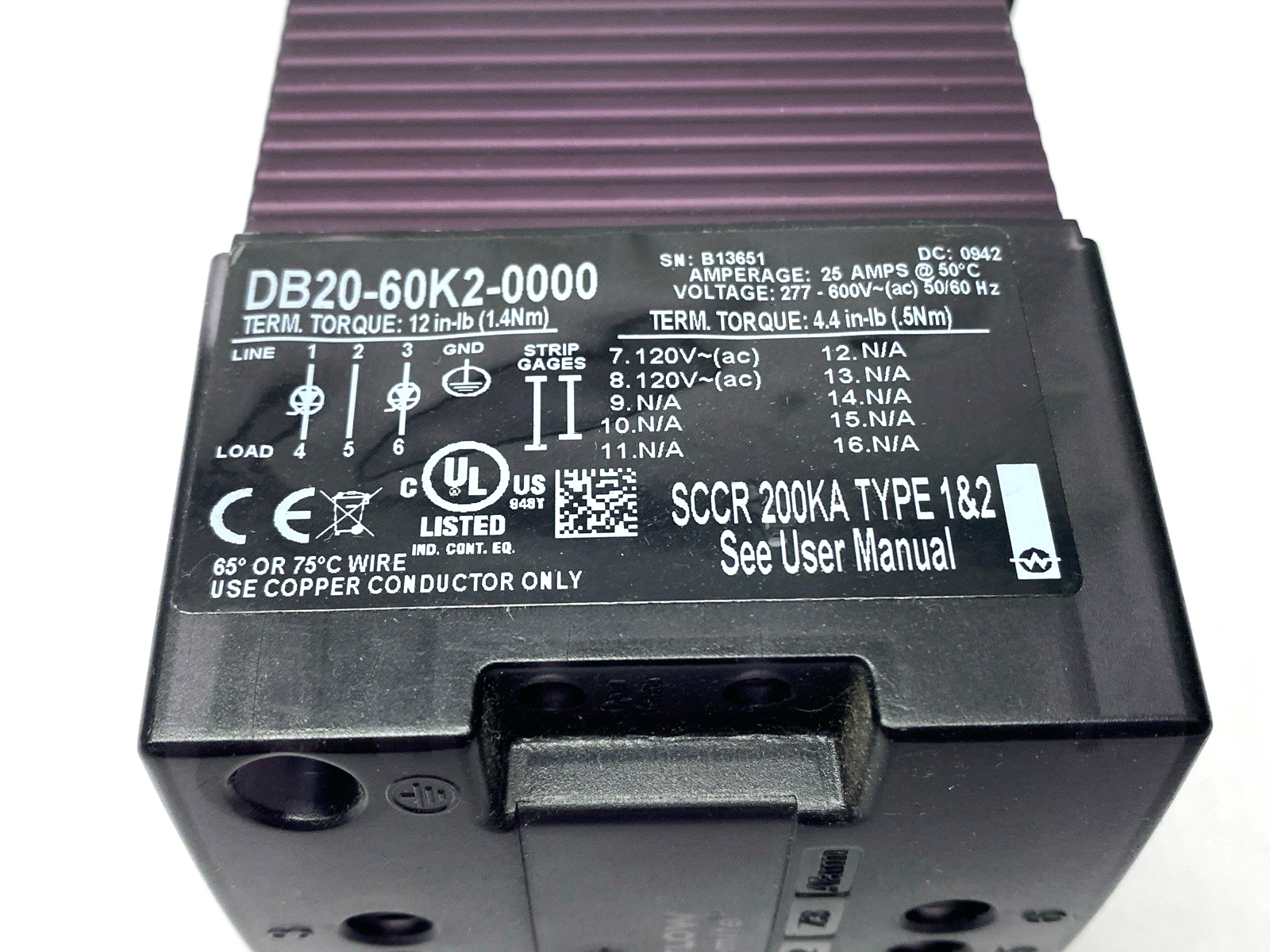Watlow DB20-60K2-0000 Power Controller 3-Phase 277-600VAC - Maverick Industrial Sales