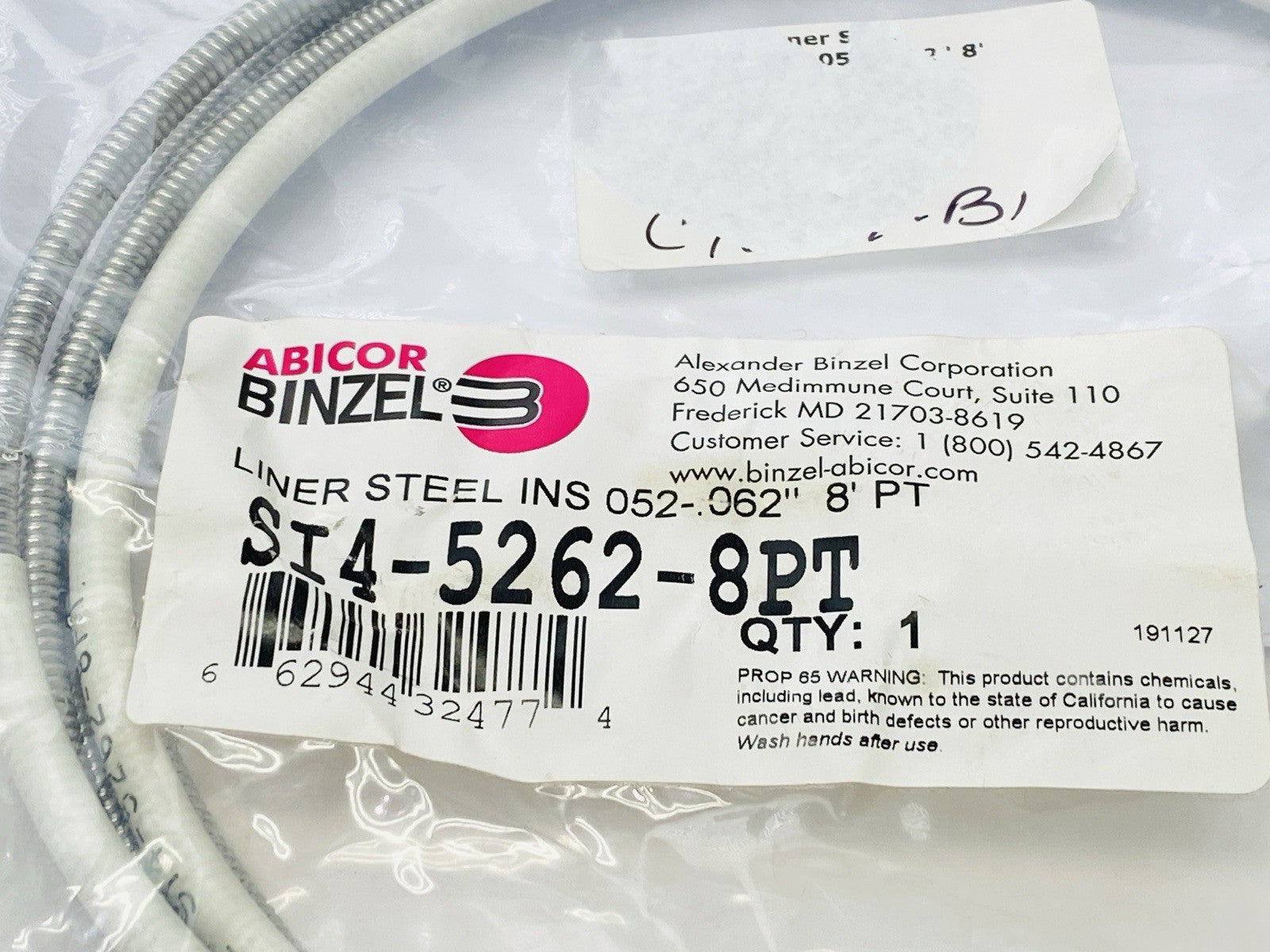 Abicor Binzel SI4-5262-8PT Liner Steel INS .052-.062" 8' PT - Maverick Industrial Sales