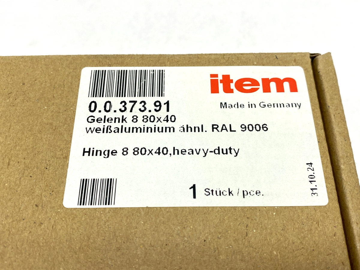 item 0.0.373.91 Heavy-Duty Hinge 80x40, White Aluminum, Line 8 - Maverick Industrial Sales