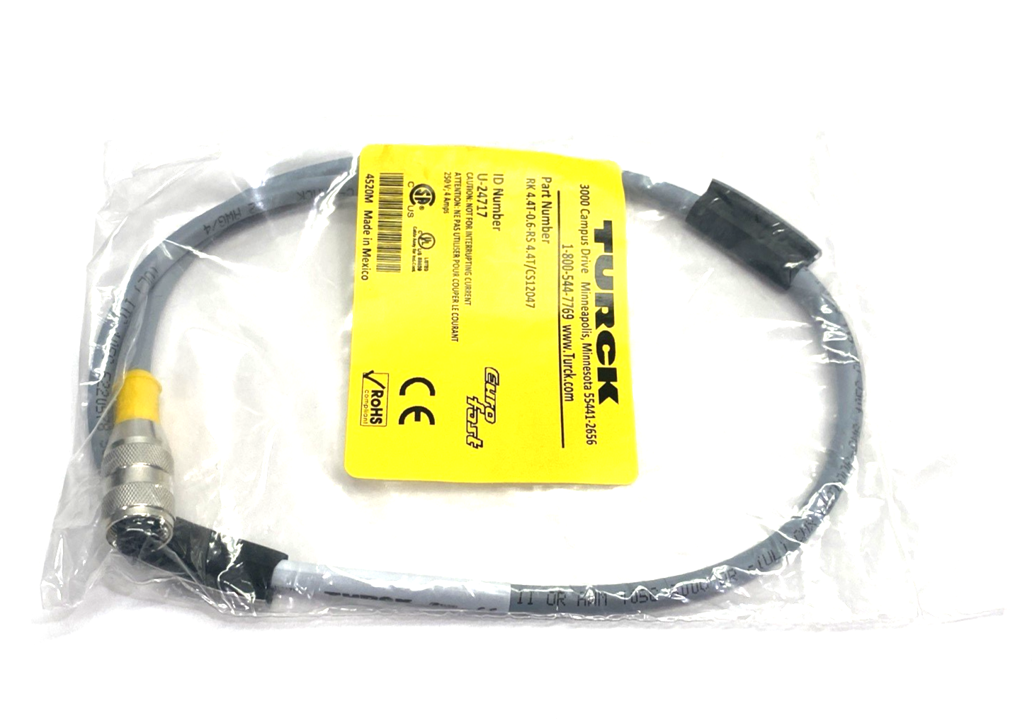 RK 4.4T-0.6-RS 4.4T/CS12047 | Turck Eurofast Double Ended Cordset U-24717 - New - Maverick Industrial Sales