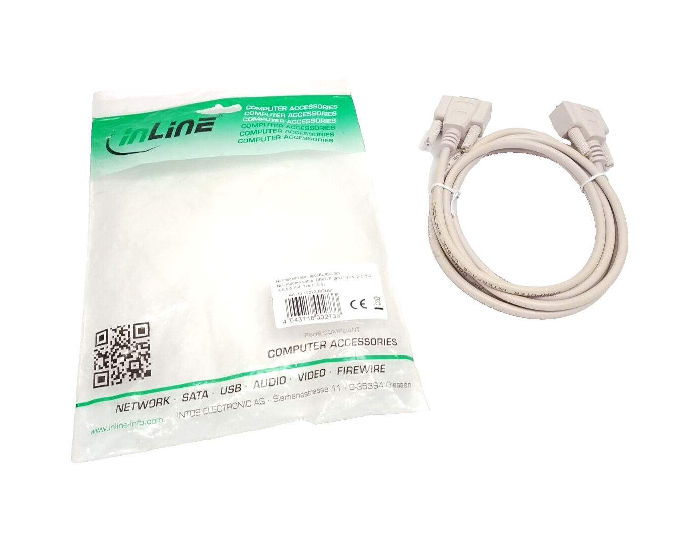 inLine 12222 Null Modem Cable DB9 Female To Female 2m - Maverick Industrial Sales