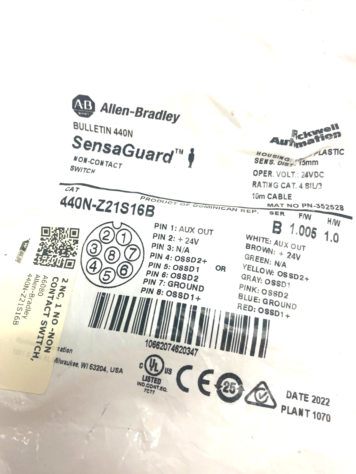 Allen Bradley 440N-Z21S16B Ser. B SensaGuard Non-Contact Safety Switch 18mm - Maverick Industrial Sales