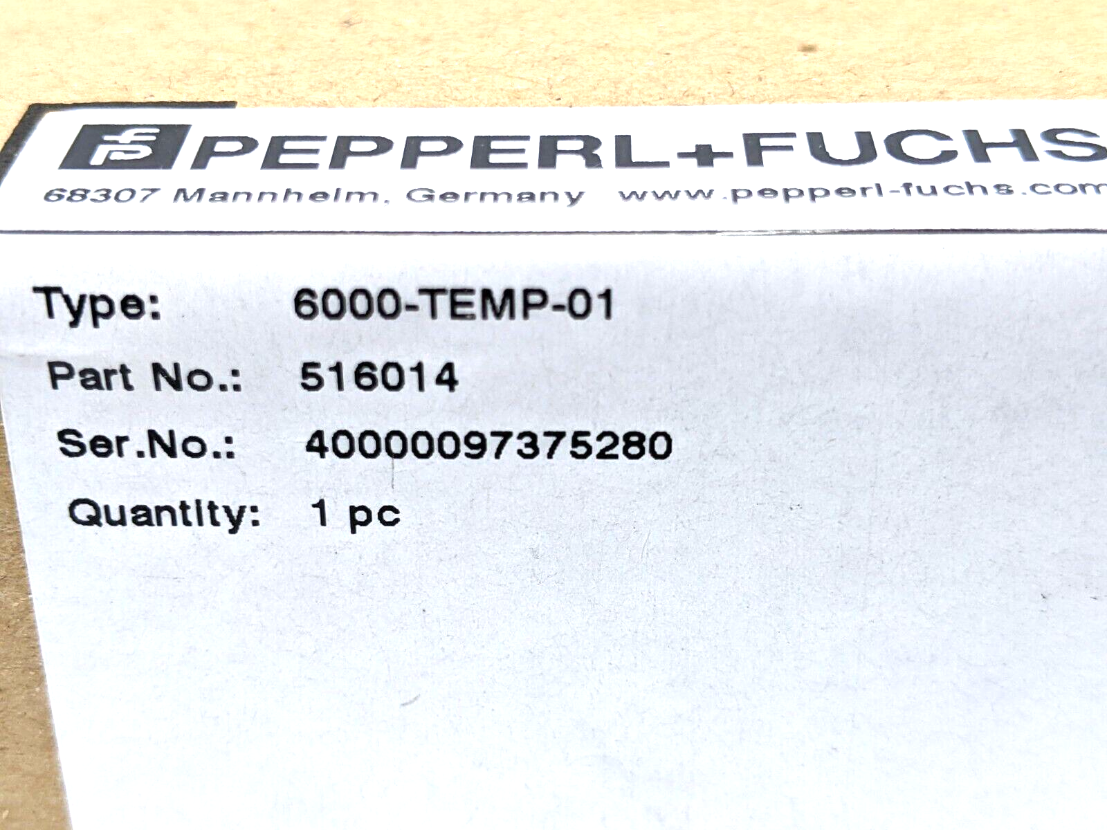 Pepperl+Fuchs 6000-TEMP-01 Purge Temperature Hub 516014 - Maverick Industrial Sales