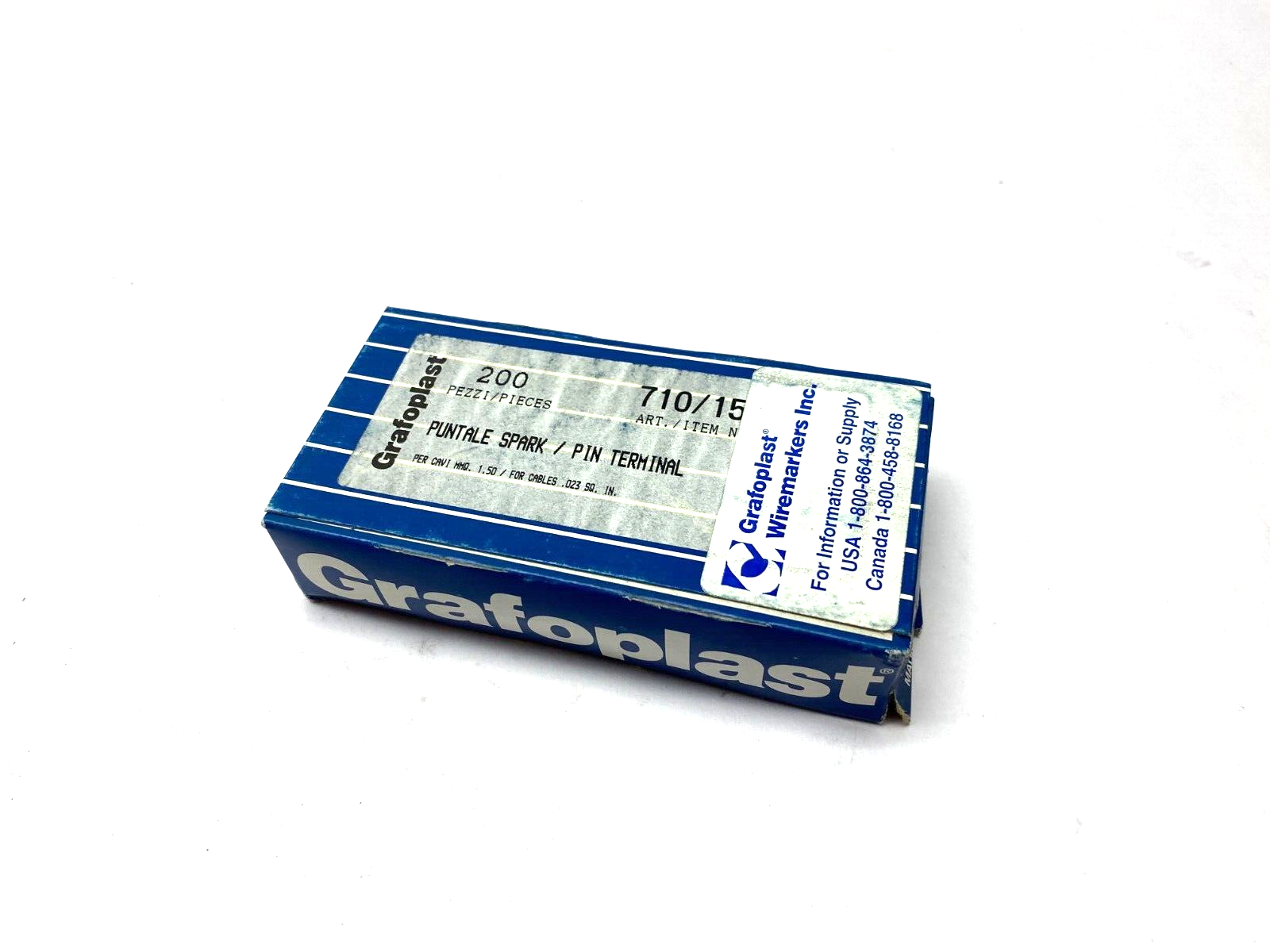 Grafoplast 711/15 14mm Spark Crimp-On Pins for Cable O.D. 1.5mm BOX OF 200 - Maverick Industrial Sales