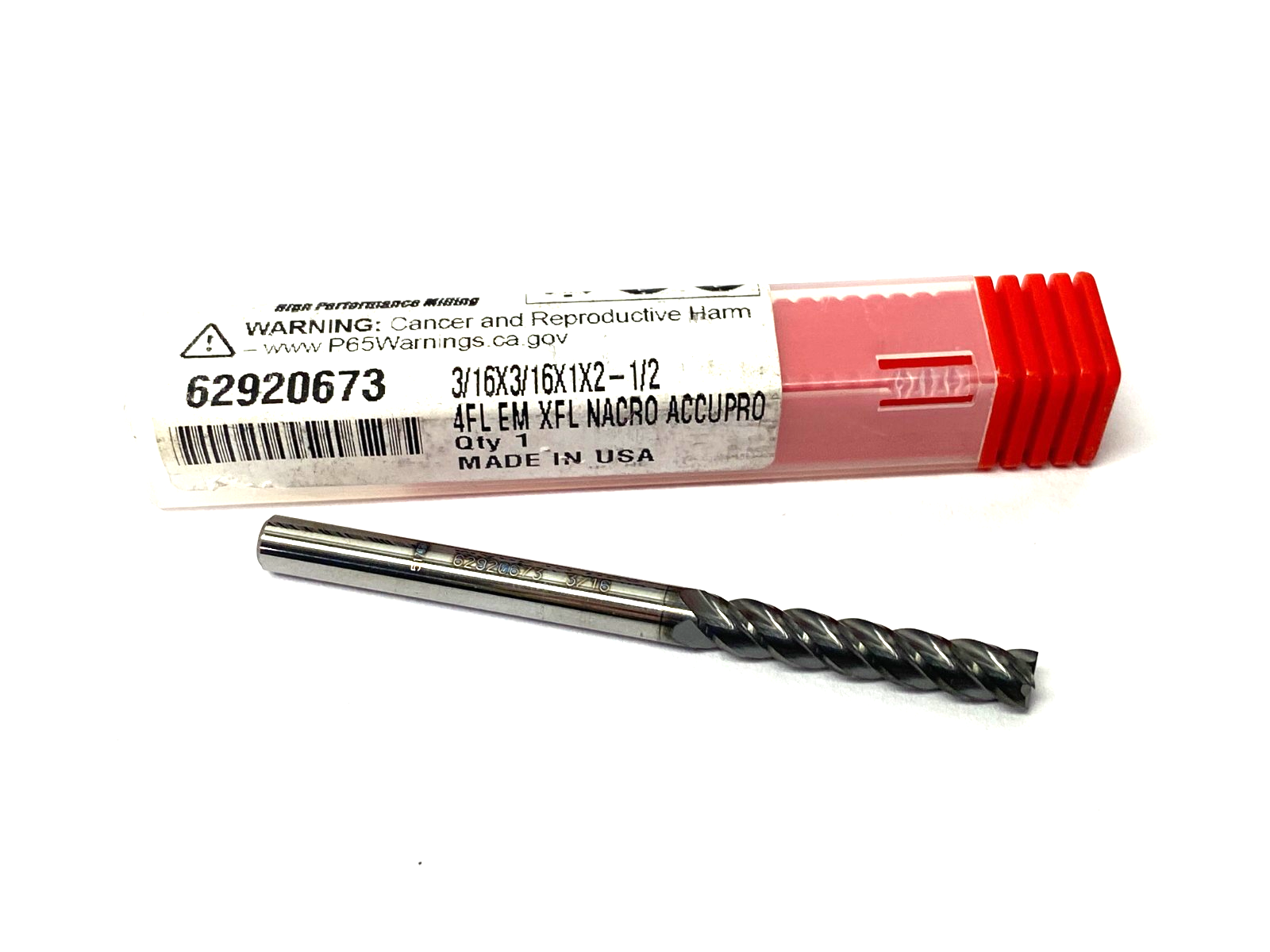 Accupro 62920673 Square End Mill: 3/16" Dia, 1" LOC, 4 Flute, Solid Carbide - Maverick Industrial Sales