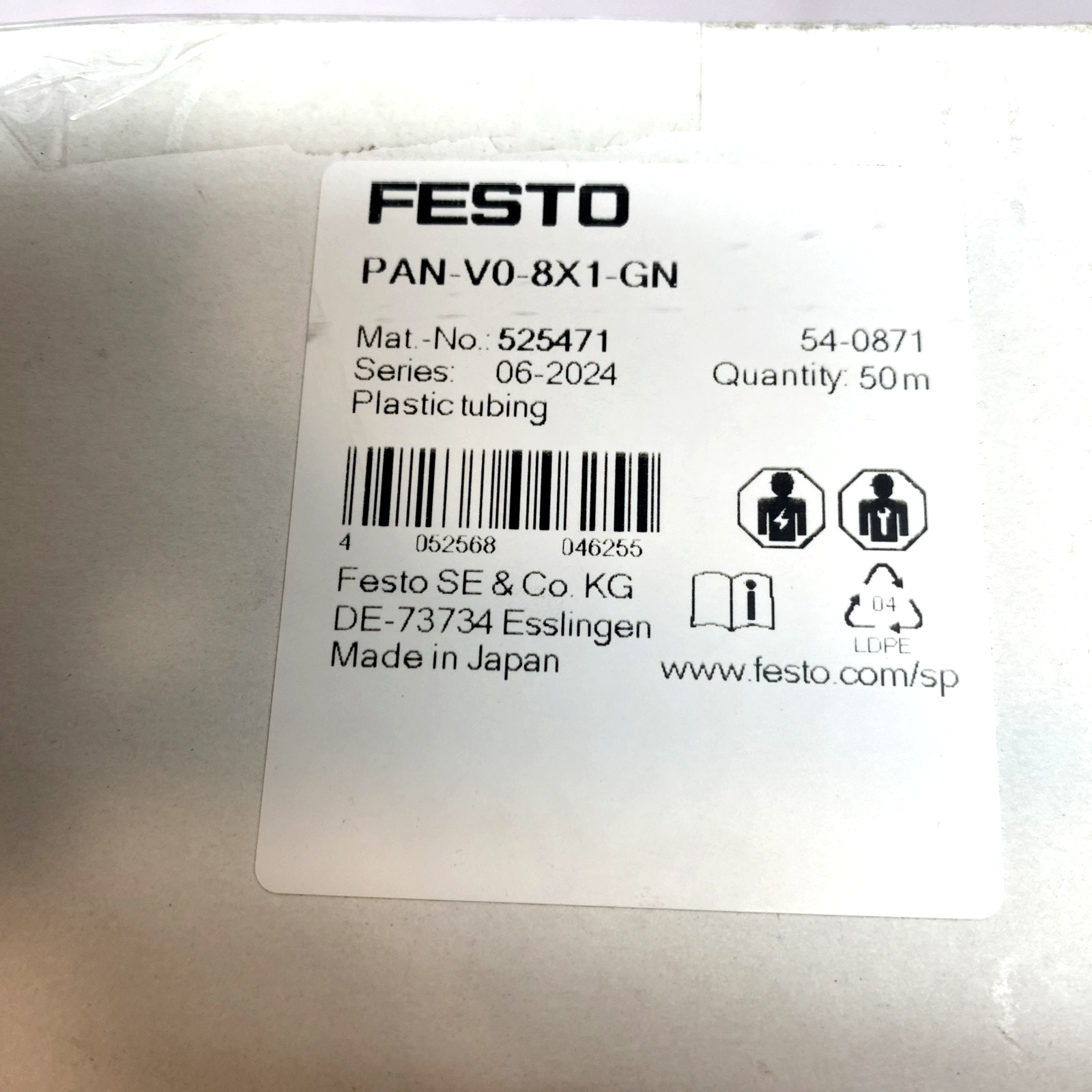 Festo PAN‑V0‑8X1‑GN Plastic Tubing Green 525471 - Maverick Industrial Sales
