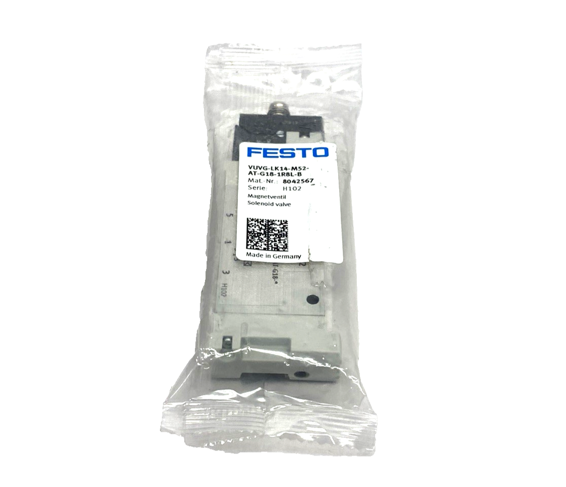 VUVG-LK14-M52-AT-G18-1R8L-B | Festo Solenoid Valve G1/8 24VDC 8042567 - New - Maverick Industrial Sales