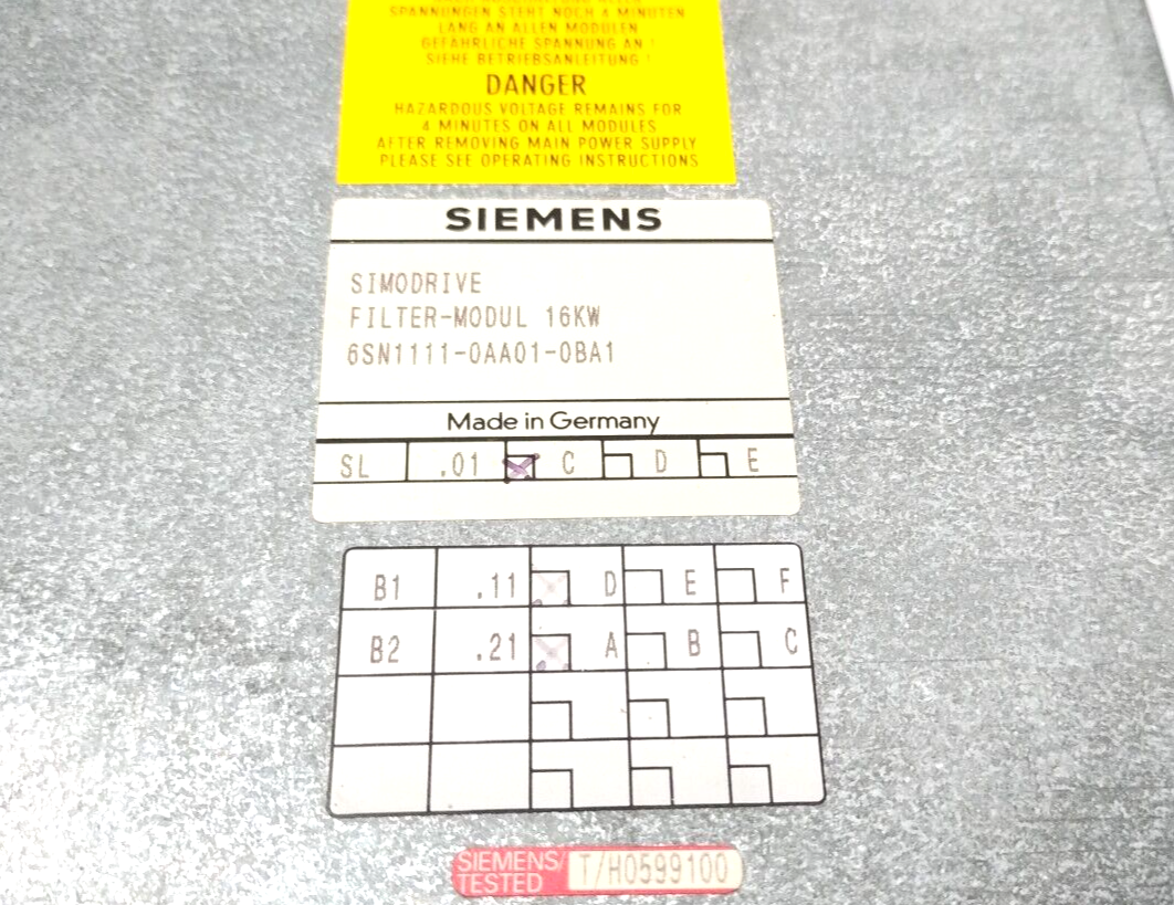 Siemens 6SN1111-0AA01-0BA1 Mains Filter Module For Unregulated Power Supply 16kW - Maverick Industrial Sales