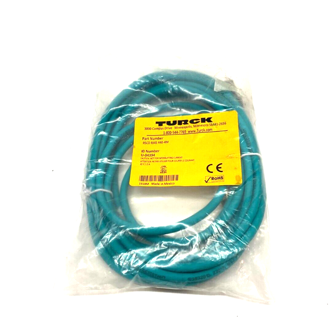 Turck RSCD RJ45 440-4M Profibus Double Ended Ethernet Cordset U-04394 - Maverick Industrial Sales
