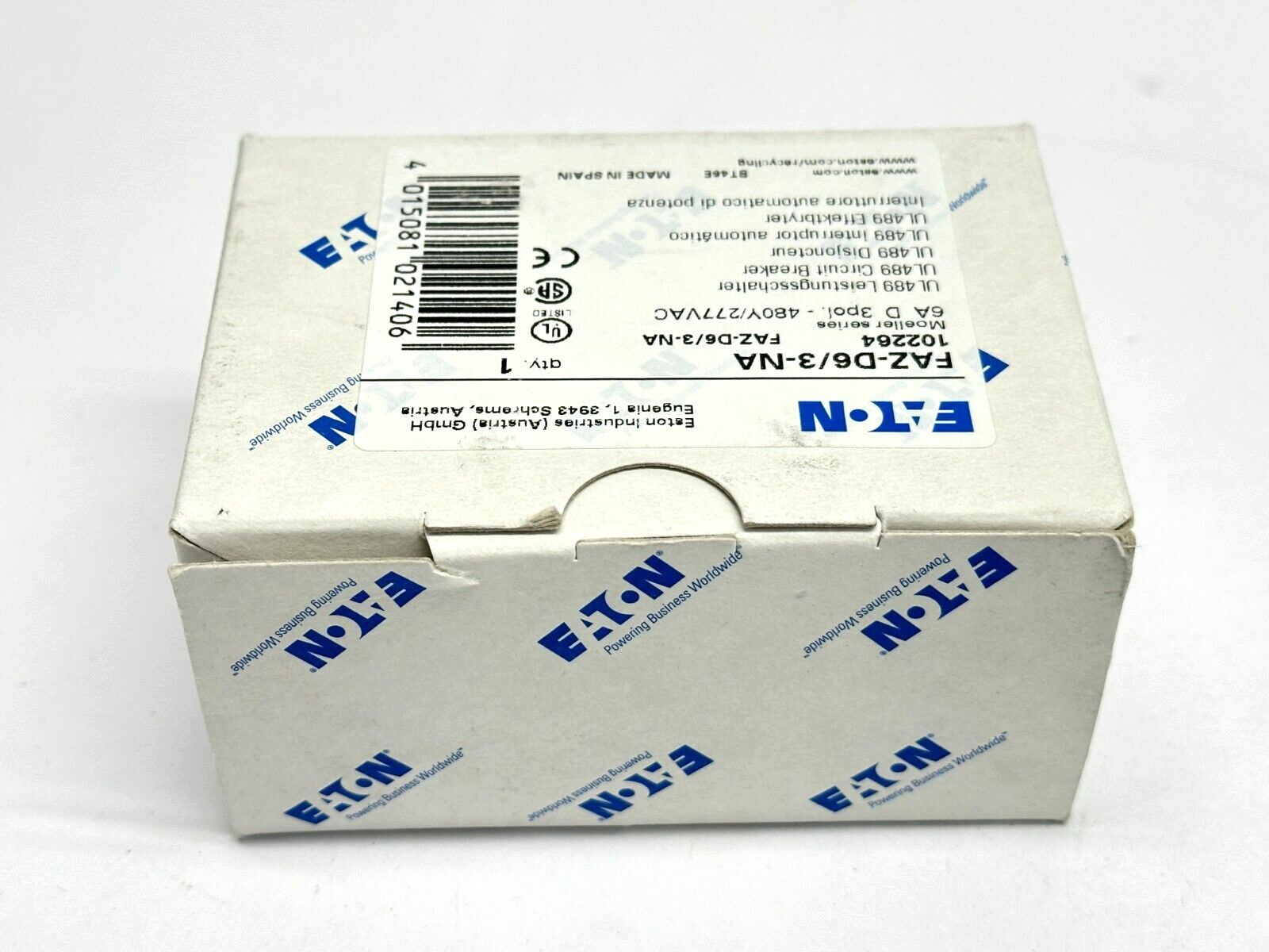 Eaton FAZ-D6/3-NA UL489 Circuit Breaker 6A 480Y/277VAC 3-Pole 102264 - Maverick Industrial Sales