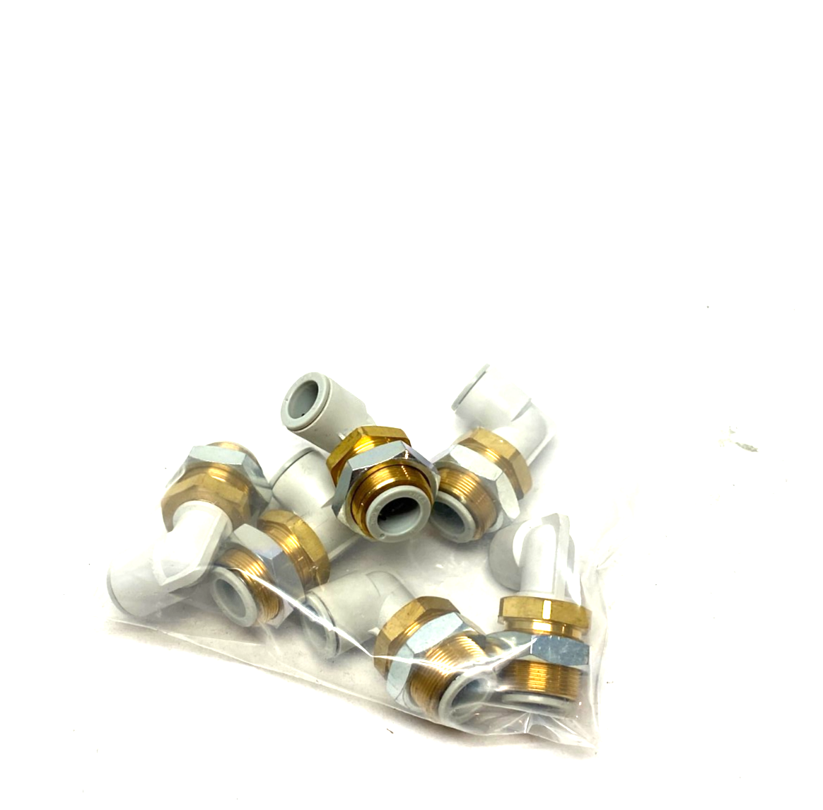 SMC KQ2LE12-00A Push-to-Connect Bulkhead Male Elbow Fitting 12mm LOT OF 6 - Maverick Industrial Sales