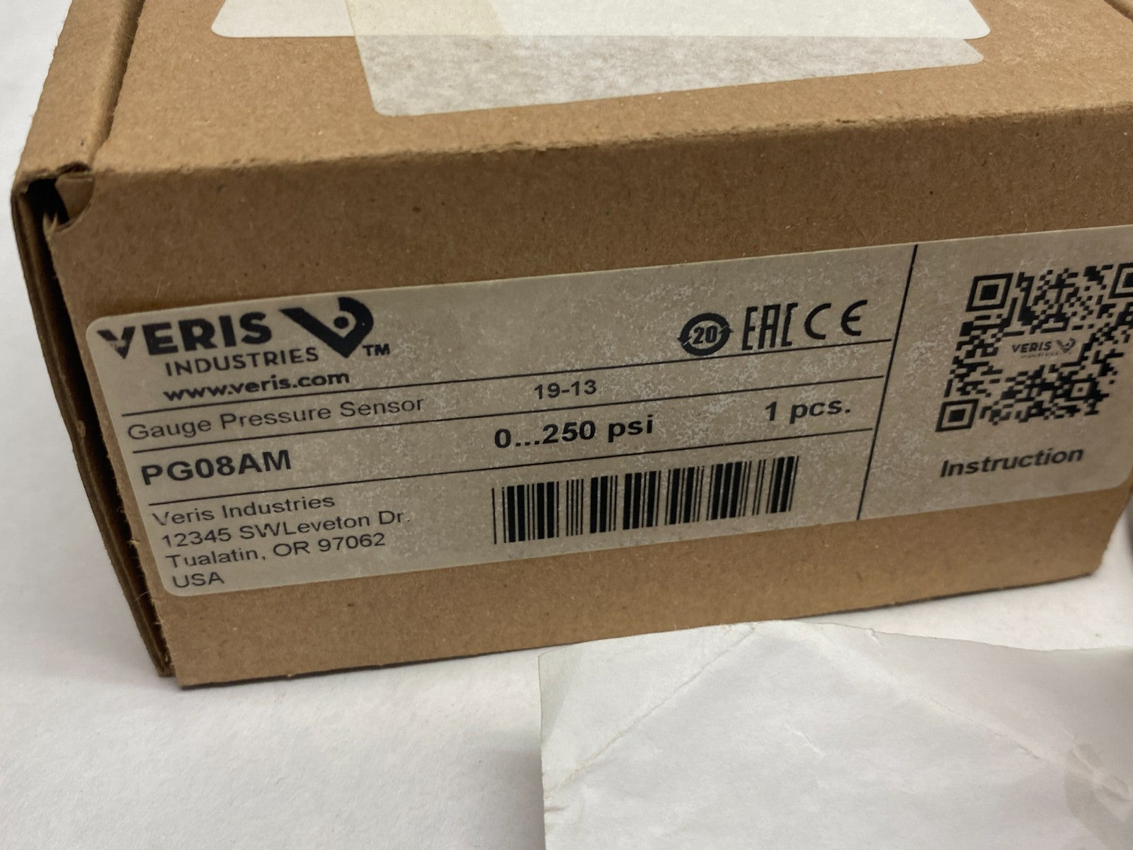 Veris PG08AM Static Pressure Gauge Sensor 0... 250psi - Maverick Industrial Sales