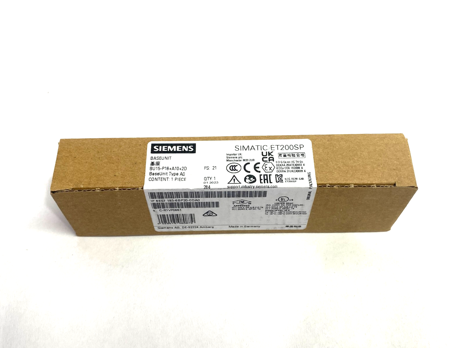 Siemens 6ES7193-6BP20-0DA0 SIMATIC ET 200SP Base Unit BU15-P16+A10+2D, Type A0 - Maverick Industrial Sales