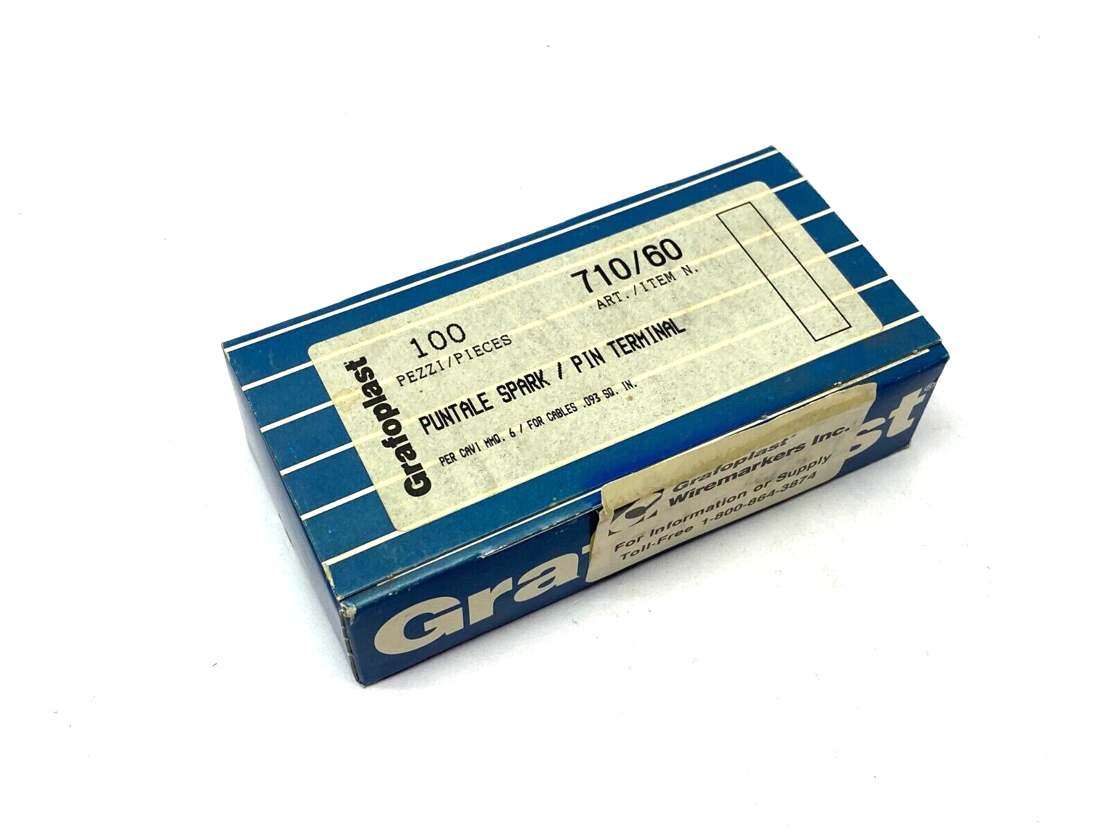 Grafoplast 710/60 12mm Spark Crimp-On Pins for Cable O.D. 6mm BOX OF 100 - Maverick Industrial Sales
