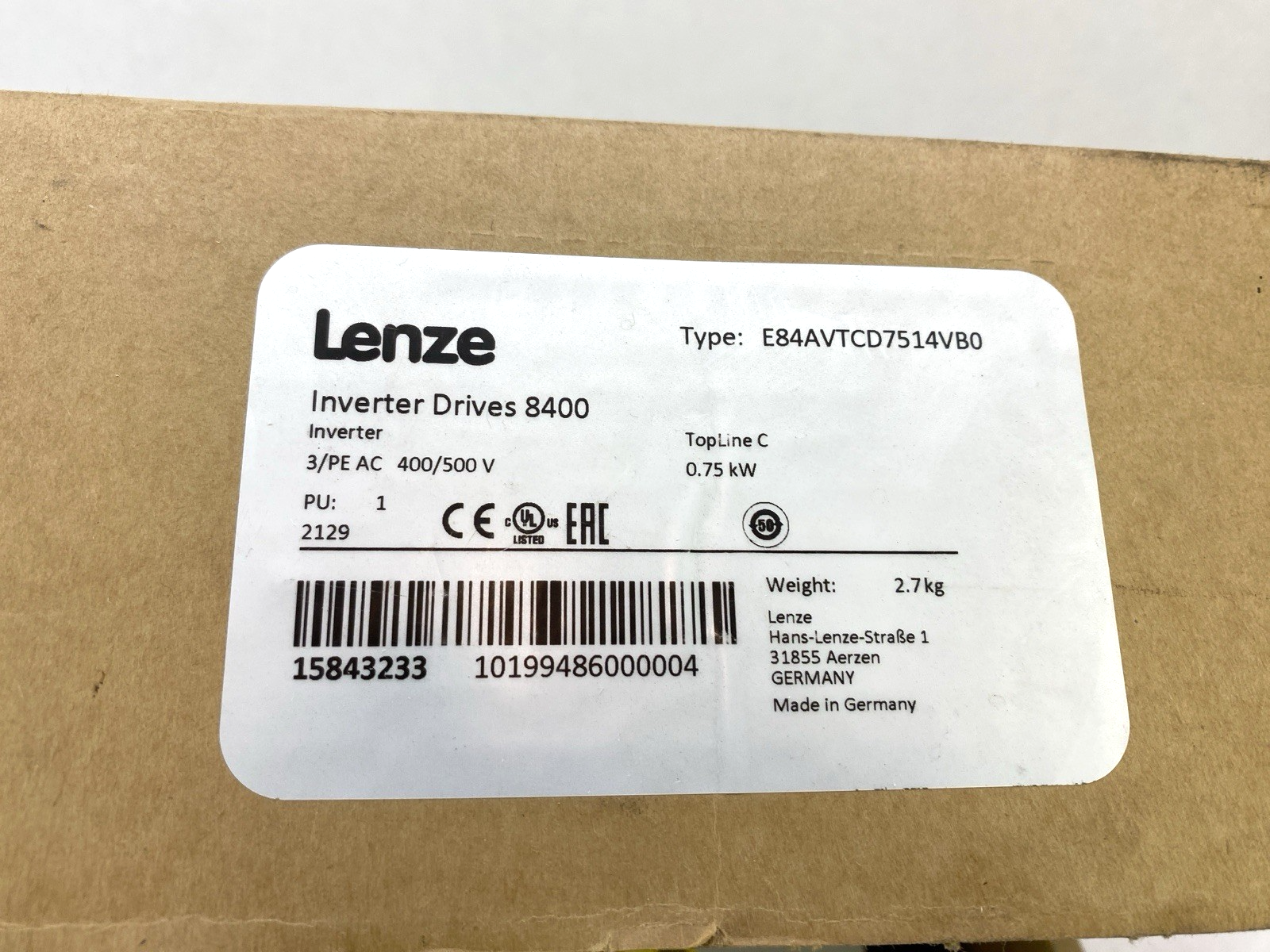 Lenze E84AVTCD7514VB0 Frequency Inverter Drive 8400 582793 Topline C - Maverick Industrial Sales