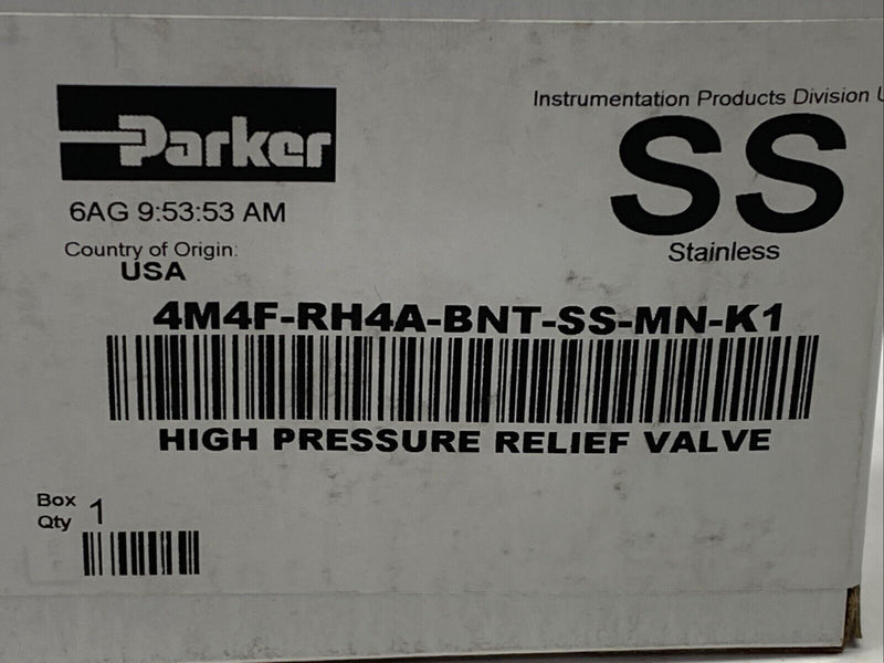 Parker 4M4F-RH4A-BNT-SS-MN-K1 RH4 High Pressure Relief Valve - Maverick Industrial Sales