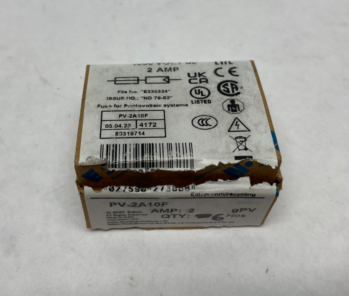 PV-2A10F | Eaton Bussmann Photovoltaic Fuse 1000VDC BOX OF 6 - New – Open box - Maverick Industrial Sales