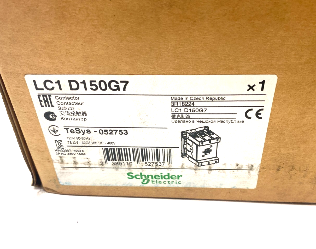 Schneider Electric LC1 D150G7 TeSys Deca Nonreversing IEC Contactor 3-Phase - Maverick Industrial Sales