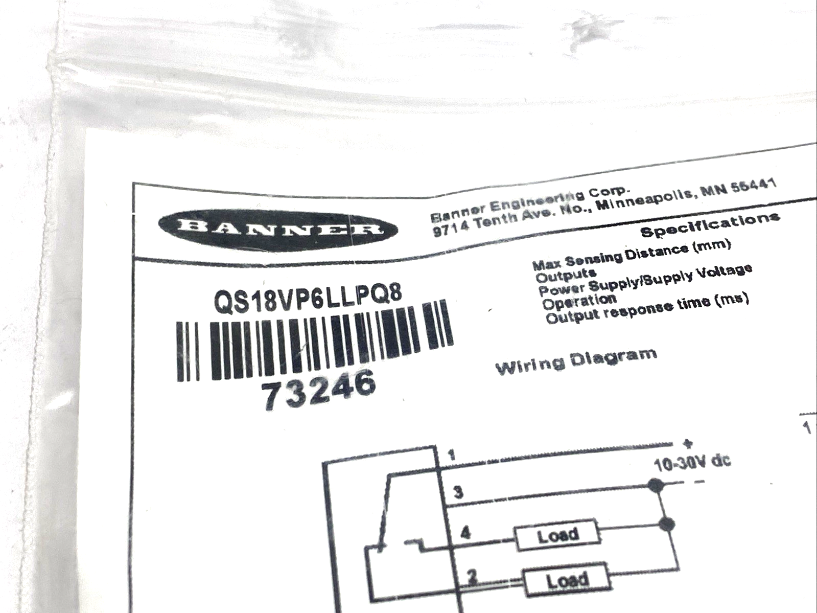 Banner QS18VP6LLPQ8 Photoelectric Sensor, Retroreflective, M12 4-Pin Male 73246 - Maverick Industrial Sales