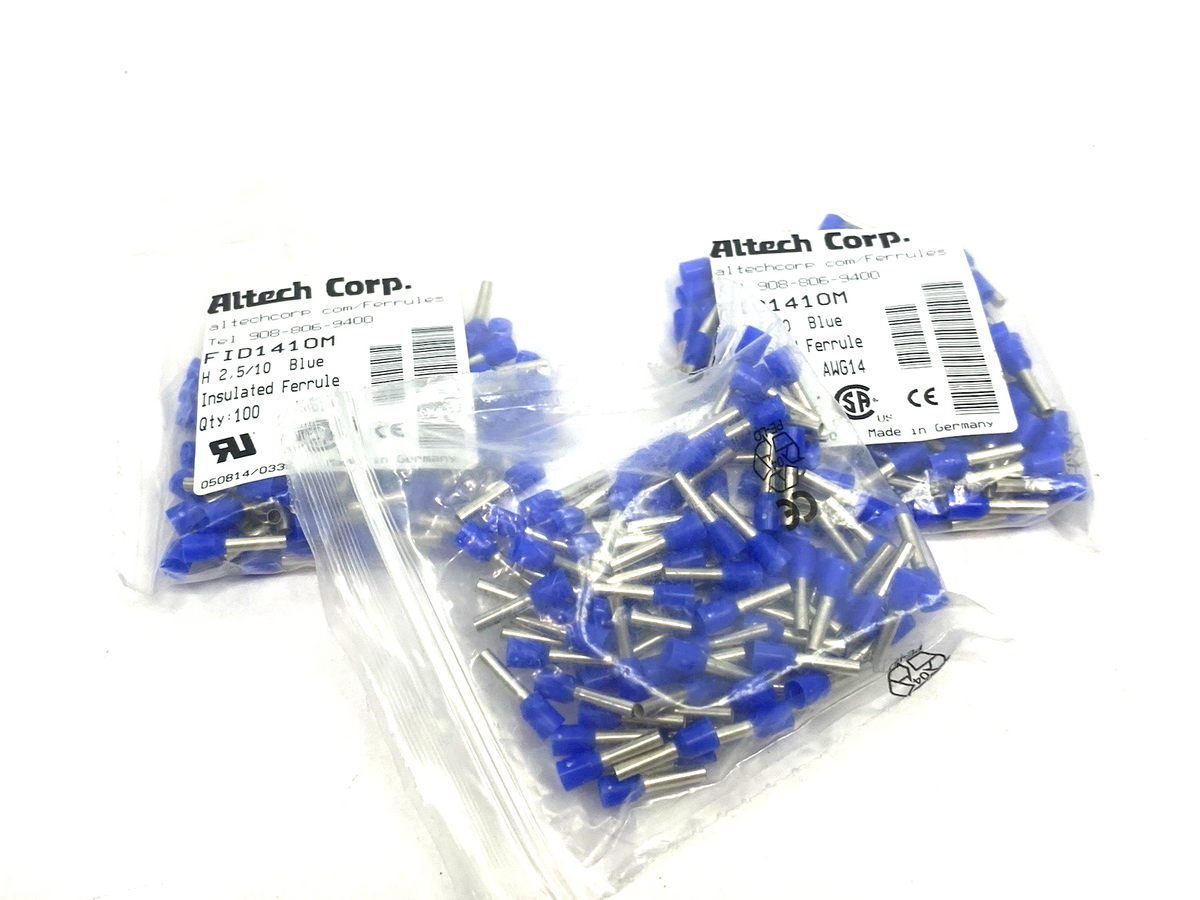 FIS1410M | Altech Crimp Ferrule Terminals 14AWG/2.5sqmm PACK OF 100, LOT OF 3 - New - Maverick Industrial Sales