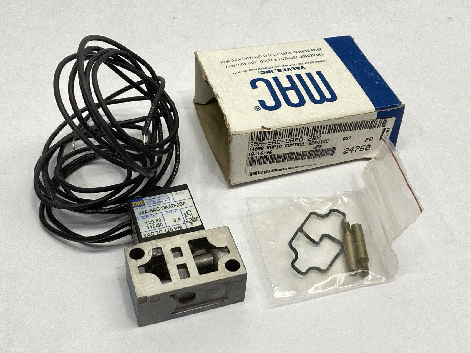 Mac Valves 35A-SAC-DAAD-2BA 35 Series Solenoid Valve 120PSI 110/120V 5.4W - Maverick Industrial Sales