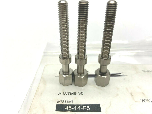 Misumi AJSTM6-30 M6 Hex Adjusting Bolts 30mm L Nickel Plate LOT OF 3 - Maverick Industrial Sales