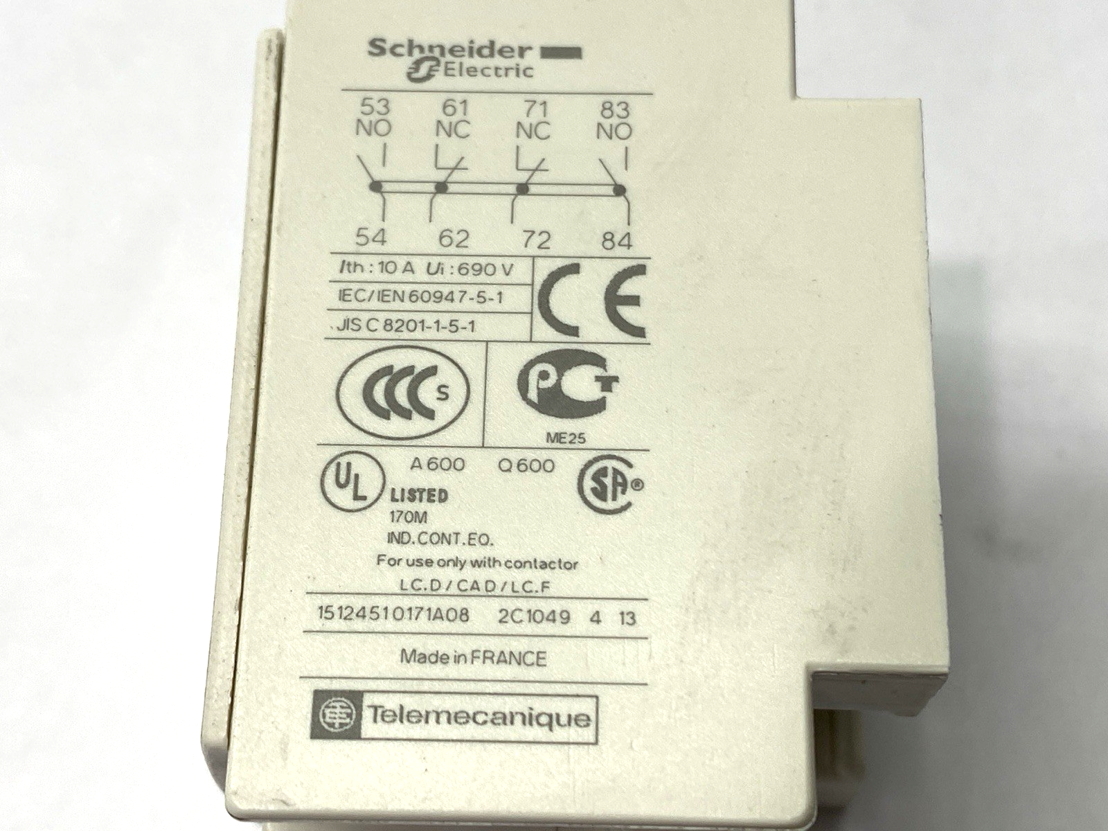 Schneider Electric LADN22 TeSys Deca Auxiliary Contact Block 2 NO + 2NC 690V 10A - Maverick Industrial Sales