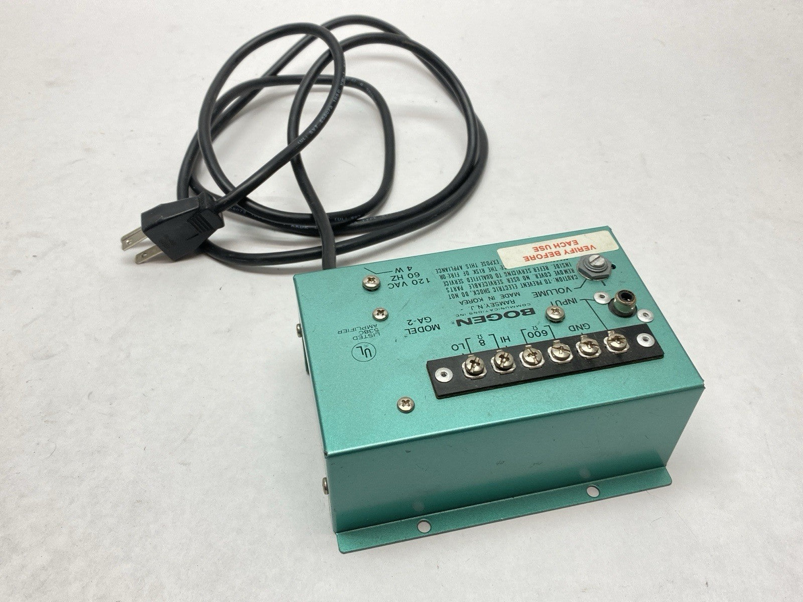 GA-2 | Bogen Utility Amplifier 120V 600ohm 8ohm Solid State - Used - Maverick Industrial Sales