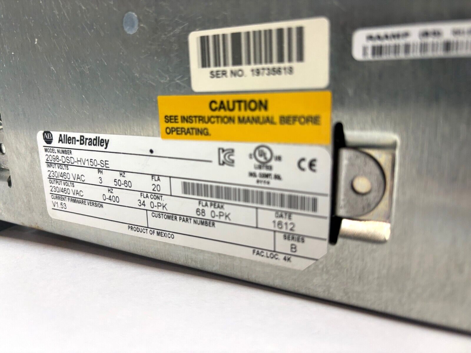 Allen Bradley 2098-DSD-HV150-SE, Ser. B, Ultra 3000 Servo Drive, 15 kW, V1.53 - Maverick Industrial Sales