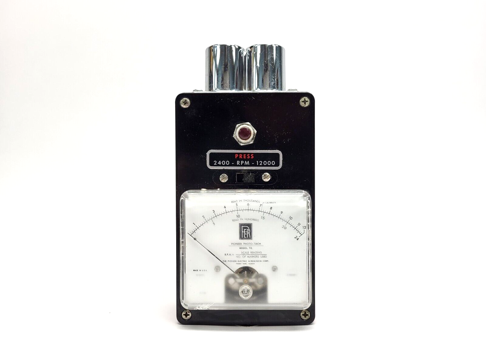 Pioneer Electric 2400-RPM-12000 Photo Tachometer Meter Model 36 - Maverick Industrial Sales