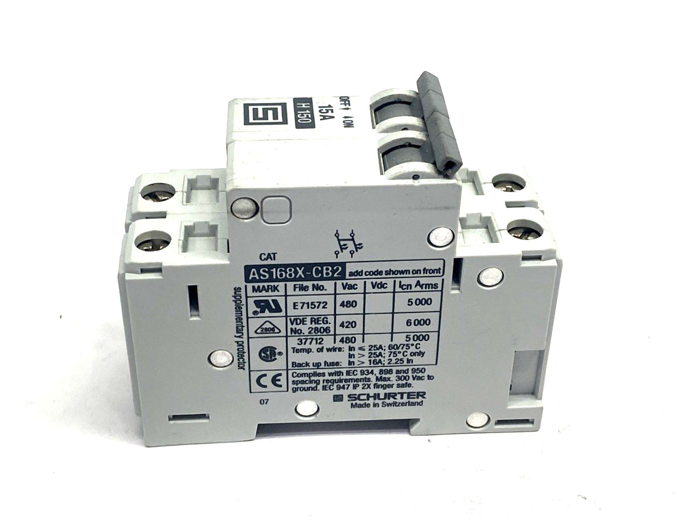Schurter AS168X-CB2H150 2-Pole Circuit Breaker 15A - Maverick Industrial Sales