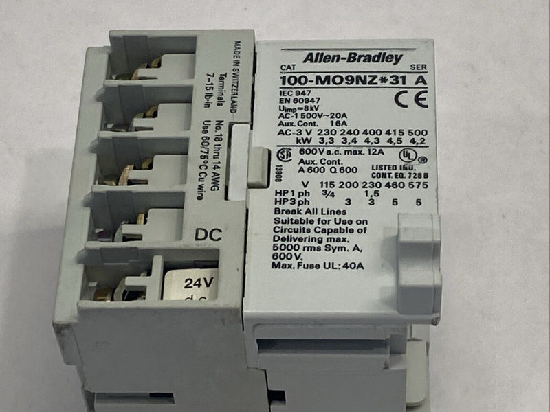 Allen Bradley 100-MO9NZ2431 Ser A Contactor 24VDC Coil - Maverick Industrial Sales