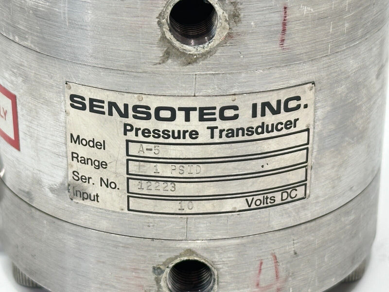 Sensotec A-5 Pressure Transducer 0-1 PSID Range 10VDC - Maverick Industrial Sales