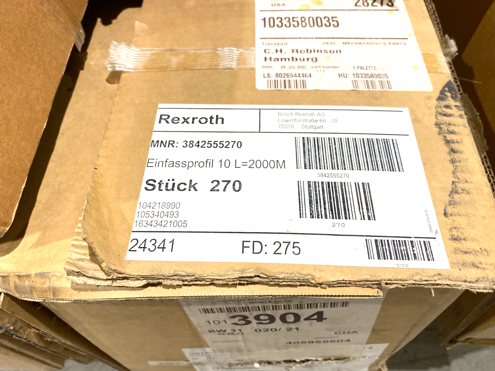 Rexroth 3842146906 & 3842555270 Slot Profile L=2000 Gray, Black LOT OF 1200 - Maverick Industrial Sales