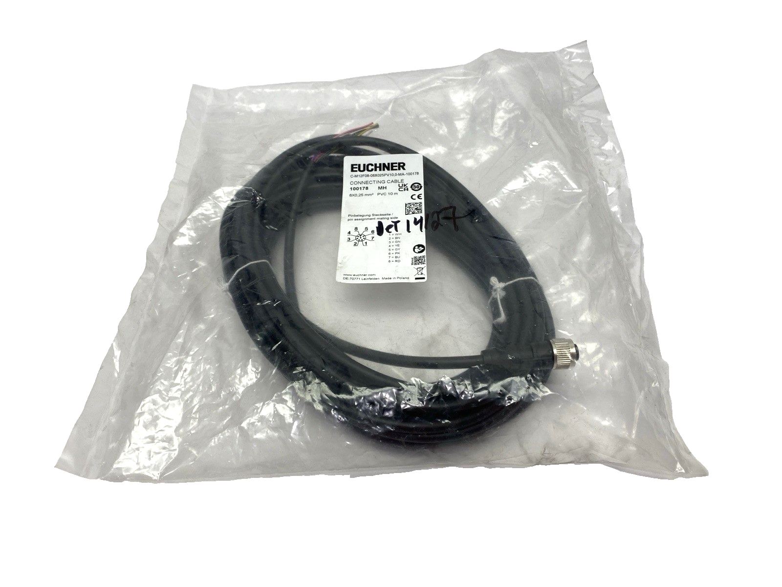 Euchner C-M12F08-08X025PV10,0-MA-100178 Connecting Cable 10m 100178 - Maverick Industrial Sales