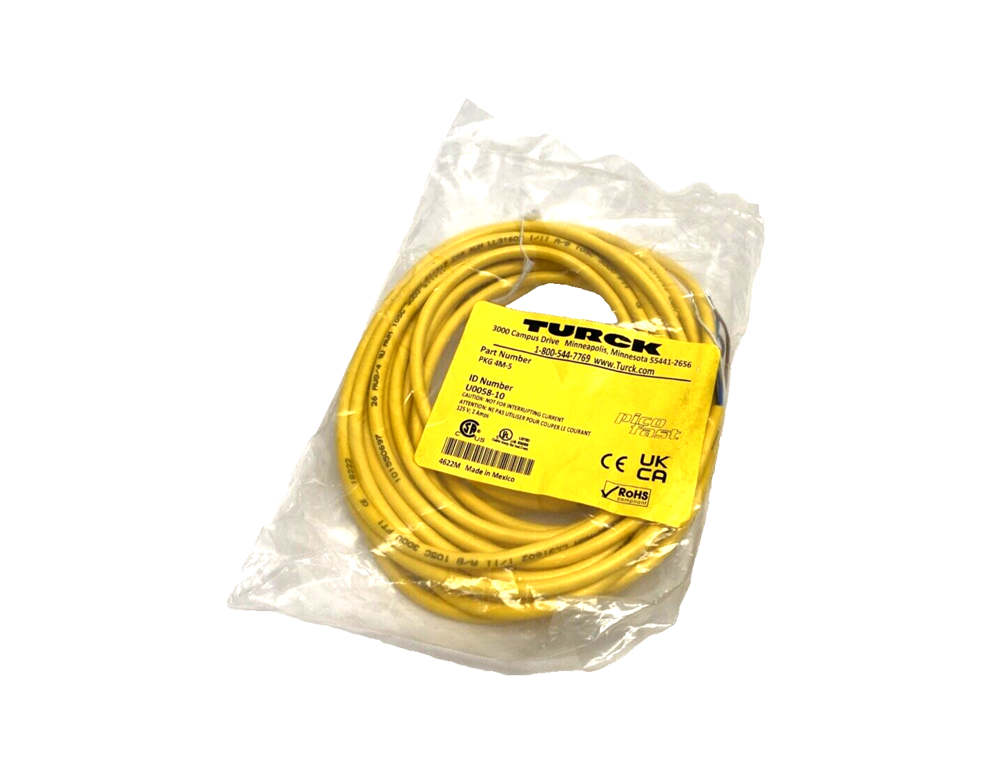 Turck PKG 4M-5 Cordset M8 Female 4-Pin To Leads 5m U0058-10 - Maverick Industrial Sales