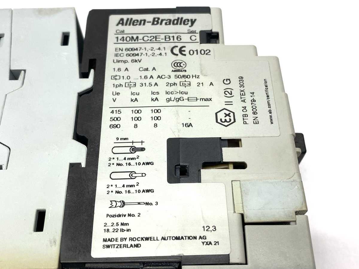 Allen Bradley 190S-ANDJ2-CB16C Ser. B Compact Starter MISSING TERMINAL BLOCK - Maverick Industrial Sales